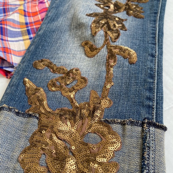 🆕 NWOT Anthro Pilcro Hyphen Cropped sequin Jean - Picture 4 of 7